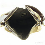 Vintage Borbonese Handbag Partridge Eye Pattern Beige Brown Gold Women's