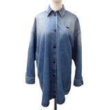 Prada, Blue, Size 38 (M), Women's Distressed Oversized Denim Jacket, Cotton, 38 (M), Blue