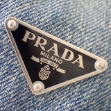 Prada, Blue, Size 38 (M), Women's Distressed Oversized Denim Jacket, Cotton, 38 (M), Blue