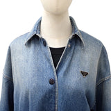 Prada, Blue, Size 38 (M), Women's Distressed Oversized Denim Jacket, Cotton, 38 (M), Blue