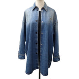 Prada, Blue, Size 38 (M), Women's Distressed Oversized Denim Jacket, Cotton, 38 (M), Blue