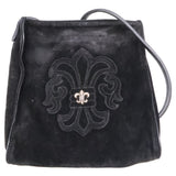 Chrome Hearts, Black, BS Flare Square Pocket Suede Leather Shoulder Bag, Calfskin, Black