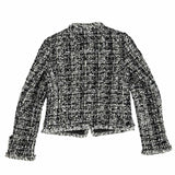 Chanel, Black/White, Size 34, Women's Sequined Tweed No-Collar Jacket, Rayon/Mohair/Nylon/Acrylic/Wool, 34, Black/White