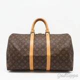 LOUIS VUITTON Monogram Canvas Keepall 45 M41428 Boston Bag Brown Coated Canvas Leather Ladies Used - Pre-Owned