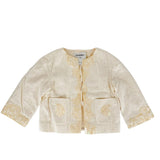 Chanel, Ivory, Size 38, Women's Collarless Shell Jacket, Cotton/Vinyl/Rayon/Acrylic, 38, Ivory