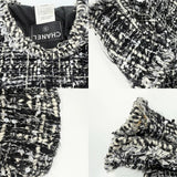 Chanel, Black/White, Size 34, Women's Sequined Tweed No-Collar Jacket, Rayon/Mohair/Nylon/Acrylic/Wool, 34, Black/White
