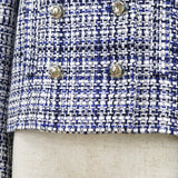 Chanel, Blue/White, Size 38, Women's Tweed Jacket, Acrylic/Cotton/Polyamide, 38, Blue/White