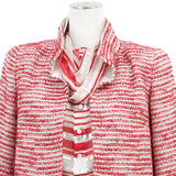 Chanel, Pink/Silver, Size 36, Vintage Tweed Jacket Blouse and Skirt 3-Piece Set, Nylon/Rayon/Cotton/Metal/Wool, 36, Pink/Silver