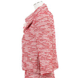Chanel, Pink/Silver, Size 36, Vintage Tweed Jacket Blouse and Skirt 3-Piece Set, Nylon/Rayon/Cotton/Metal/Wool, 36, Pink/Silver