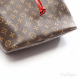 Louis Vuitton NeoNoe Shoulder Bag, PVC Coated Canvas Leather, Monogram Coquelicot, Women's, Brown/Red, M44021 Used - Pre-Owned