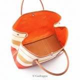 Hermes Garden Party PM Ecru Rouge Venetian Gold Tote Bag, Toile Transat Rocabar / Negonda Leather - Pre-owned