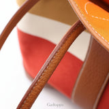 Hermes Garden Party PM Ecru Rouge Venetian Gold Tote Bag, Toile Transat Rocabar / Negonda Leather - Pre-owned