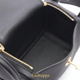 Hermes Lindy Mini Shoulder Bag, Taurillon Clemence Leather, Women's, Black - Pre-owned