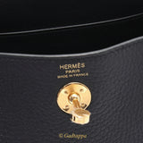 Hermes Lindy Mini Shoulder Bag, Taurillon Clemence Leather, Women's, Black - Pre-owned