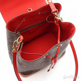 Louis Vuitton NeoNoe Shoulder Bag, PVC Coated Canvas Leather, Monogram Coquelicot, Women's, Brown/Red, M44021 Used - Pre-Owned