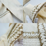 Chanel, Ivory/Gold, Size 36, Women's Coco Button Collarless Jacket, Wool, 36, Ivory/Gold