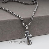 Chrome Hearts Jewelry, 21mm x 11mm, Cross Necklace Baby Fat Pendant, Sterling Silver 925 / Stainless Steel 316L, 45cm Chain