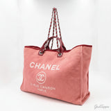 Chanel Deauville GM Tote Bag, Pink Canvas, A66941 - Pre-Owned