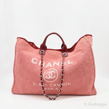 Chanel Deauville GM Tote Bag, Pink Canvas, A66941 - Pre-Owned