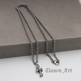 Chrome Hearts Jewelry, 21mm x 11mm, Cross Necklace Baby Fat Pendant, Sterling Silver 925 / Stainless Steel 316L, 45cm Chain