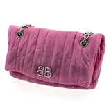 BALENCIAGA MONACO S Chain Shoulder Bag Leather Pink Women's - Pre-owned