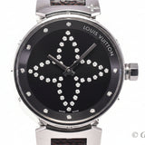 Pre-owned Louis Vuitton Q13MJZ Tambour Diamond Black Quartz Ladies' Watch