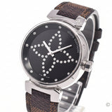 Pre-owned Louis Vuitton Q13MJZ Tambour Diamond Black Quartz Ladies' Watch