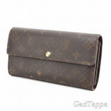 Louis Vuitton Monogram Pochette Porte Monnaie Credit Long Wallet, Brown, Women's, Pre-owned