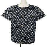 Chanel, Black/Purple, Size 44, Coco Beach Short-Sleeve Denim Jacket, Cotton, 44, Black/Purple