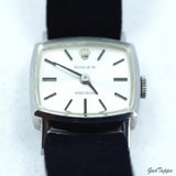 ROLEX Vintage Ladies Manual Winding 2611 Silver/Black Leather Strap Ladies Watch - Vintage