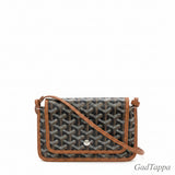 Goyard Plumet Shoulder Bag Women's Pouch Wallet Shoulder Crossbody PLUMET GOYARD Coated Canvas Leather Black Brown Silver Hardware Excellent Condition - Pre-Owned