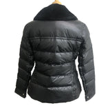 Prada, Black, Size 38, Women's Triangle Plate Fur-Trimmed Down Jacket, Nylon, 38, Black