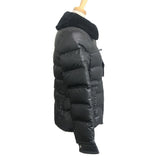 Prada, Black, Size 38, Women's Triangle Plate Fur-Trimmed Down Jacket, Nylon, 38, Black