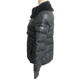 Prada, Black, Size 38, Women's Triangle Plate Fur-Trimmed Down Jacket, Nylon, 38, Black