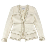 Chanel, Ivory/Gold, Size 36, Women's Coco Button Collarless Jacket, Wool, 36, Ivory/Gold