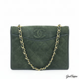 CHANEL Matelassé Coco Mark Suede Leather Chain Mini Shoulder Bag - Pre-owned