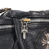 Chrome Hearts, Black/Silver, Small, #1 SNAT PACK CROSS PATCH Leather Waist Bag, Leather, Small, Black/Silver
