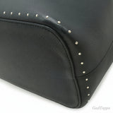 LOUIS VUITTON Lockmet Bucket Drawstring Bag Studs Leather Noir Black Gold Hardware M43878 - Vintage
