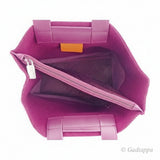 Vintage Furla Handbag, Mixed Materials, With Logo Charm, Purple, Silver, Women's, Brand Vintage