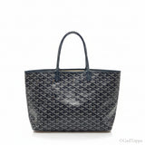 GOYARD Saint Louis PM Tote Bag Shoulder Bag Navy PVC Leather Women's [Used]