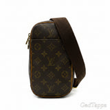 LOUIS VUITTON Monogram Pochette Gange M51870 Shoulder Bag Brown Coated Canvas Leather Men's -  Pre-Owned