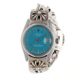 Vintage Chrome Hearts × Rolex Oyster Perpetual 1500 Silver Blue Cross Dial Watch