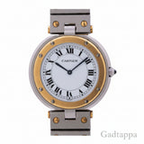 Cartier SS x YG Santos Round 8191204137 Quartz White Dial Men's Watch - Pre-owned