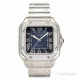 Cartier Santos de Watch MM W4SA0006 Blue Dial Men's Watch - Pre-owned