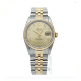 Rolex Datejust 16233G armbåndsur for menn med champagnefarget urskive og 10 diamanter