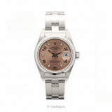 Vintage Rolex Oyster Perpetual Date 79160 Pink Dial SS Ladies Watch