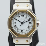 Cartier Quartz Santos Octagon YG x SS White Dial Ladies Watch - Pre-owned