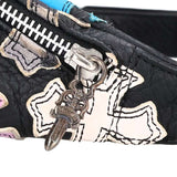 Chrome Hearts, Black/Multi, #1 SNAT PACK MULTI Cross Patch Leather Waist Bag / Body Bag, Leather, Black/Multi