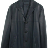 Prada, Navy, Size 48, Men's Gabardine Nappa Leather Jacket, Sheepskin Leather, 48, Navy