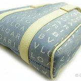 Vintage BVLGARI Logomania Handbag, Blue x Ivory, Women's